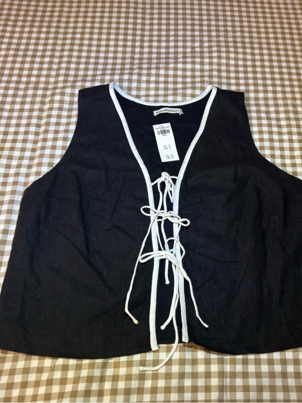 A&F Linen Blend Tie-Front Vest